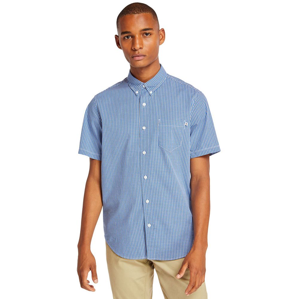 Camisa Masculino - Timberland Short-Sleeve Saco River Stretch - WUDXN1546 - Azuis